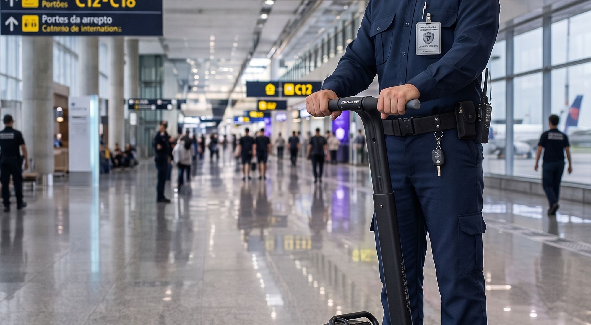 Segway em patrulhamento de área de grande circulação